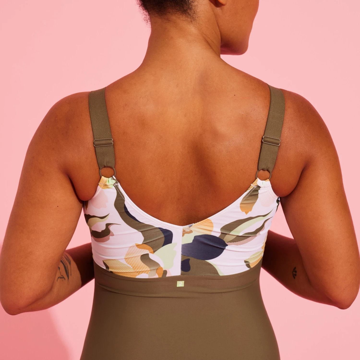 Women's Maternity Swimsuit Aquafitness Swimming AYA Khaki Flo White 8 Women's Maternity Swimsuit Aquafitness Swimming AYA Khaki Flo White - Image 6