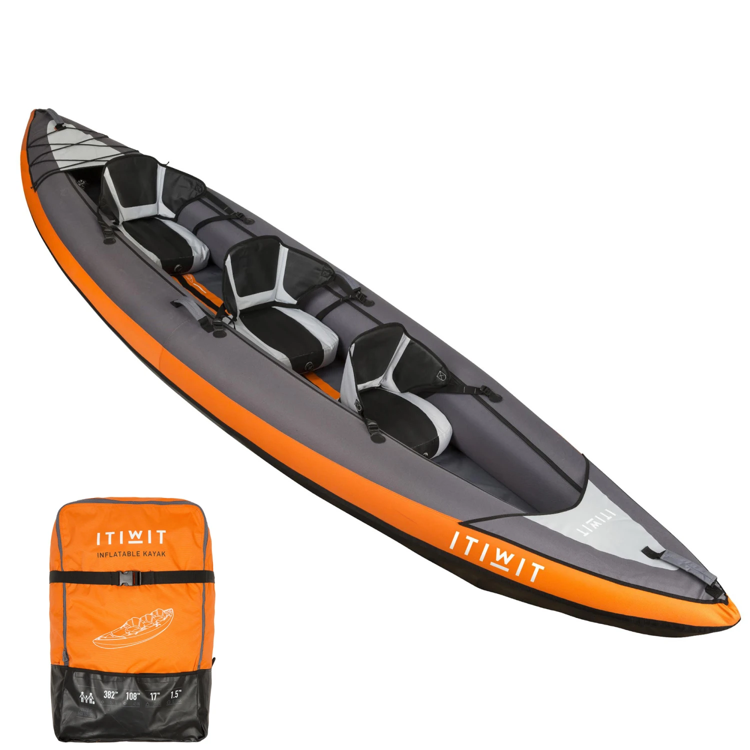 100 2/3 PERSON TOURING INFLATABLE KAYAK - ORANGE 3 100 2/3 PERSON TOURING INFLATABLE KAYAK - ORANGE
