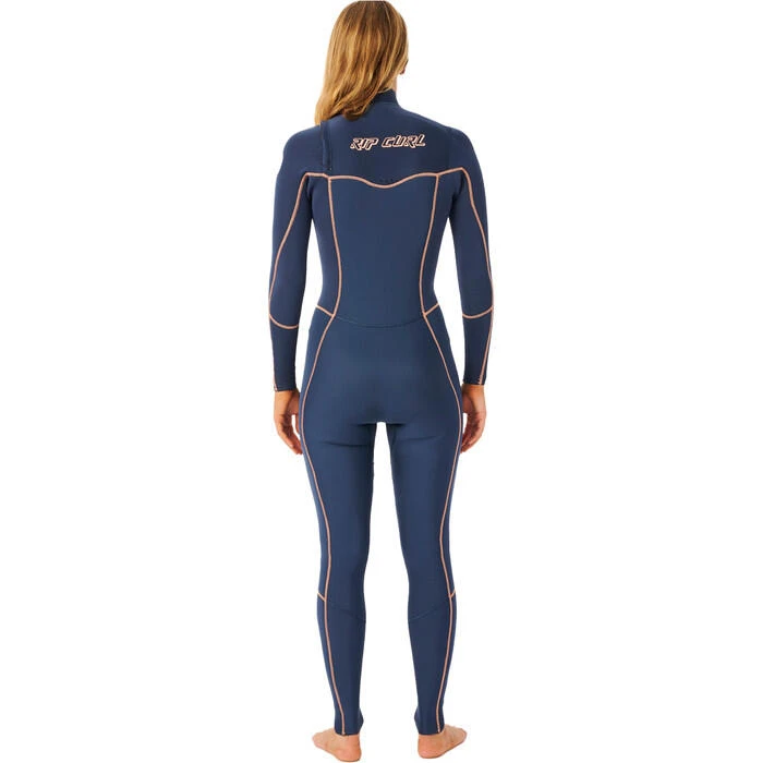 Rip Curl Womens Dawn Patrol 4/3mm Chest Zip Wetsuit Navy 4 Rip Curl Womens Dawn Patrol 4/3mm Chest Zip Wetsuit Navy - Image 2