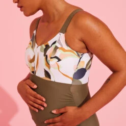 Women's Maternity Swimsuit Aquafitness Swimming AYA Khaki Flo White 15 Women's Maternity Swimsuit Aquafitness Swimming AYA Khaki Flo White -Water Sports Store k3a0496a54ad67384ba0079de38b68463