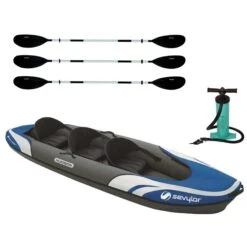 Sevylor Hudson 3 Person Inflatable Kayak Kit With KPERF-230 Paddles And Pump