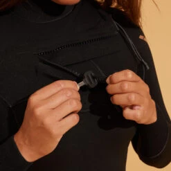 WOMEN'S NEOPRENE SURF WETSUIT 900 3/2 BLACK CHEST ZIP CLOSURE -Water Sports Store k469bb74bbb89de87c01ac42b813c9100