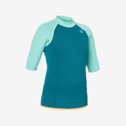 Kids Top Anti-UV Short-sleeved 1.5 Mm Neoprene Turquoise