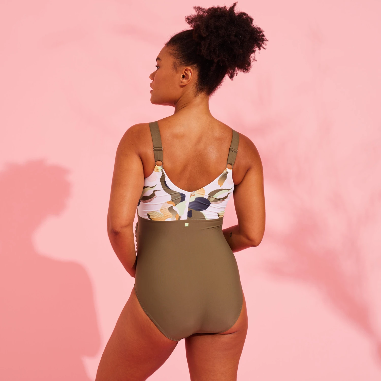 Women's Maternity Swimsuit Aquafitness Swimming AYA Khaki Flo White 6 Women's Maternity Swimsuit Aquafitness Swimming AYA Khaki Flo White - Image 4