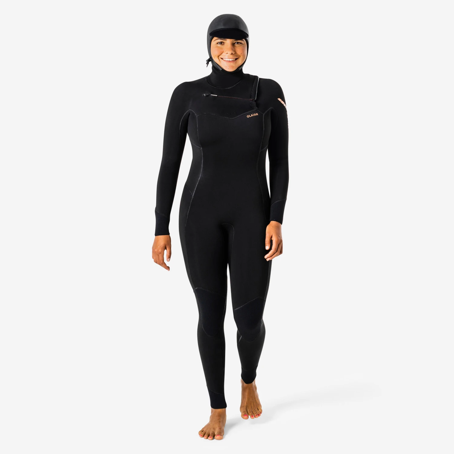 Women’s Surfing Neoprene Wetsuit 5/4mm With Integrated Hood And Chest Zip 15 Women’s Surfing Neoprene Wetsuit 5/4mm With Integrated Hood And Chest Zip - Image 13