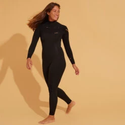 WOMEN'S NEOPRENE SURF WETSUIT 900 3/2 BLACK CHEST ZIP CLOSURE -Water Sports Store k9967e4a800d0e3ad324e4e9dabf3f6ed