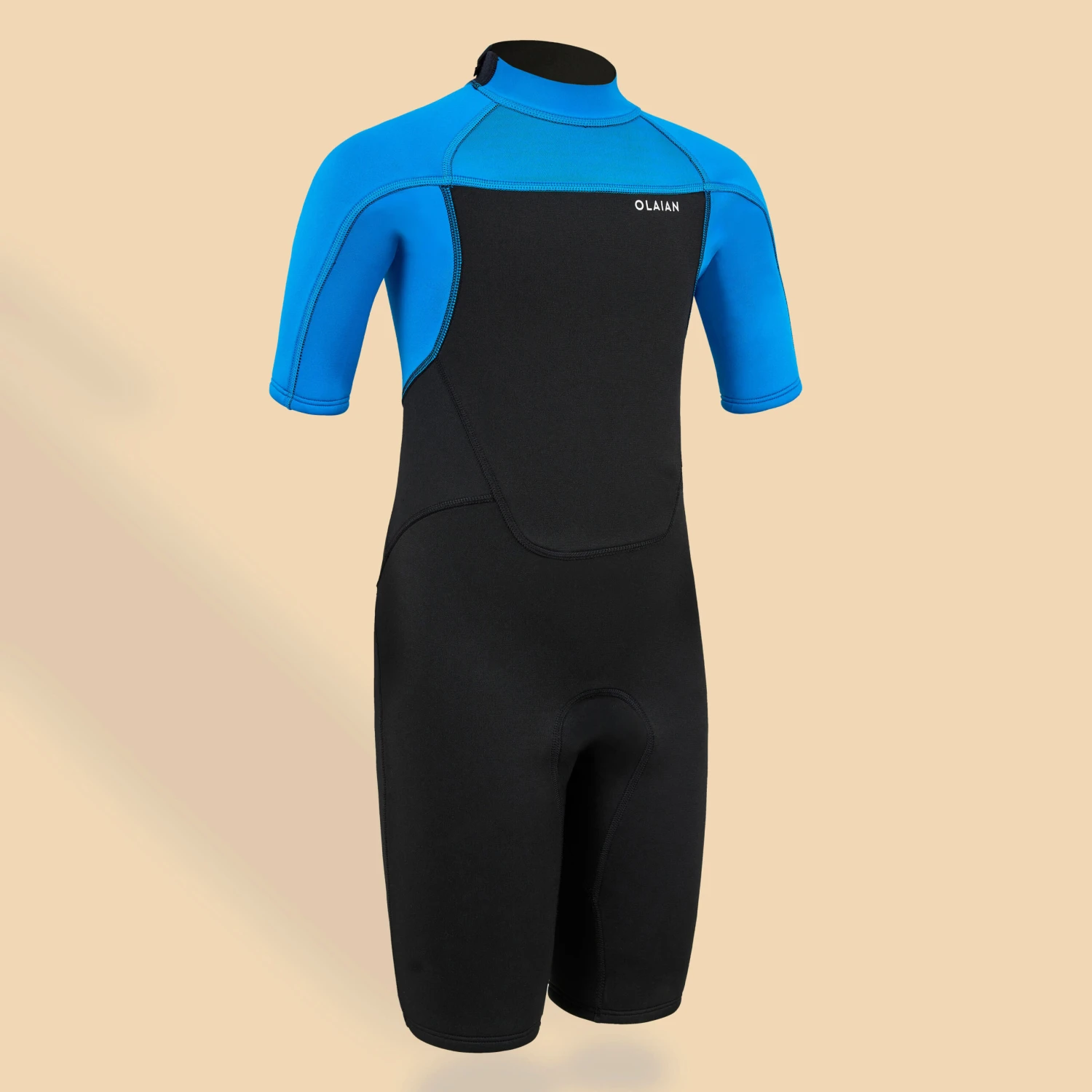 BOY'S SURFING 1.5 MM NEOPRENE SHORTY WETSUIT 500 BLUE BLACK 3 BOY'S SURFING 1.5 MM NEOPRENE SHORTY WETSUIT 500 BLUE BLACK