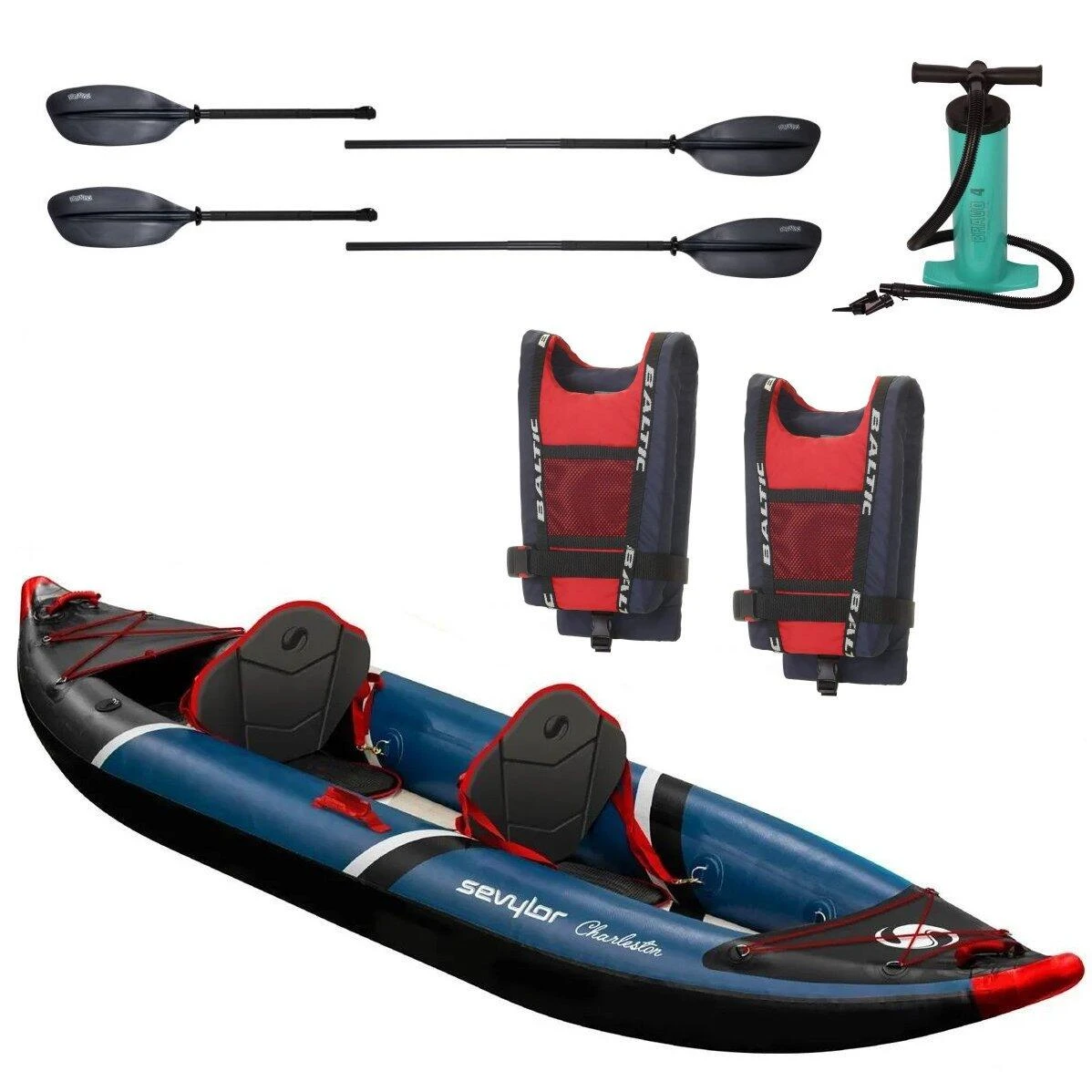 Sevylor Charleston 2 Person Kayak Kit With Buoyancy Aids, Fibreglass Paddles And Pump 3 Sevylor Charleston 2 Person Kayak Kit With Buoyancy Aids, Fibreglass Paddles And Pump