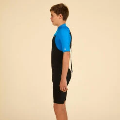 BOY'S SURFING 1.5 MM NEOPRENE SHORTY WETSUIT 500 BLUE BLACK 21 BOY'S SURFING 1.5 MM NEOPRENE SHORTY WETSUIT 500 BLUE BLACK -Water Sports Store kc5f2214e7af7c3c276857b9b0ceab317