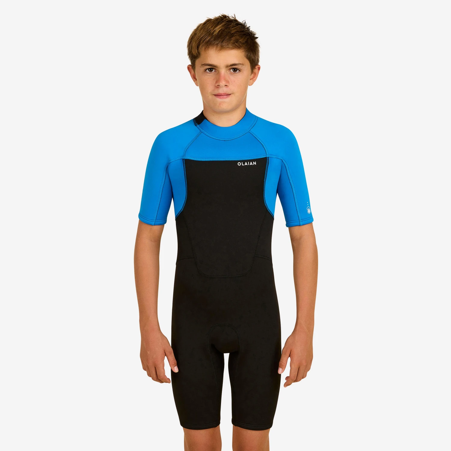 BOY'S SURFING 1.5 MM NEOPRENE SHORTY WETSUIT 500 BLUE BLACK 12 BOY'S SURFING 1.5 MM NEOPRENE SHORTY WETSUIT 500 BLUE BLACK - Image 10