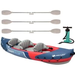 Sevylor Tahiti Plus 3 Person Inflatable Kayak Kit With 3 Paddles And Pump