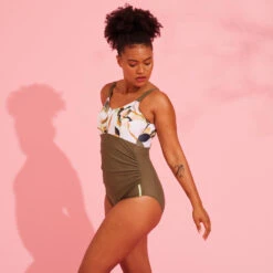 Women's Maternity Swimsuit Aquafitness Swimming AYA Khaki Flo White 18 Women's Maternity Swimsuit Aquafitness Swimming AYA Khaki Flo White -Water Sports Store kf9d4e86ea1327543ac0eaf3867bb4933