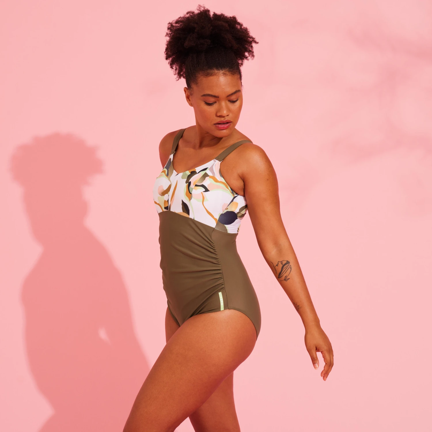 Women's Maternity Swimsuit Aquafitness Swimming AYA Khaki Flo White 10 Women's Maternity Swimsuit Aquafitness Swimming AYA Khaki Flo White - Image 8